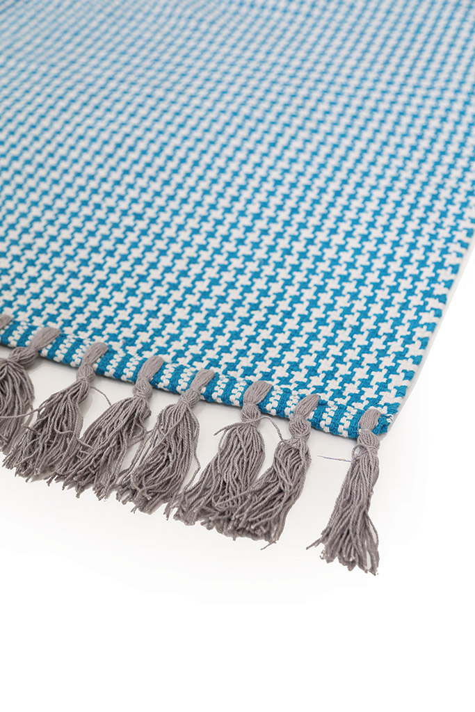 Χαλί Urban Cotton Kilim Houndstooth Caribbean Sea Royal Carpet - 130 x 190 cm